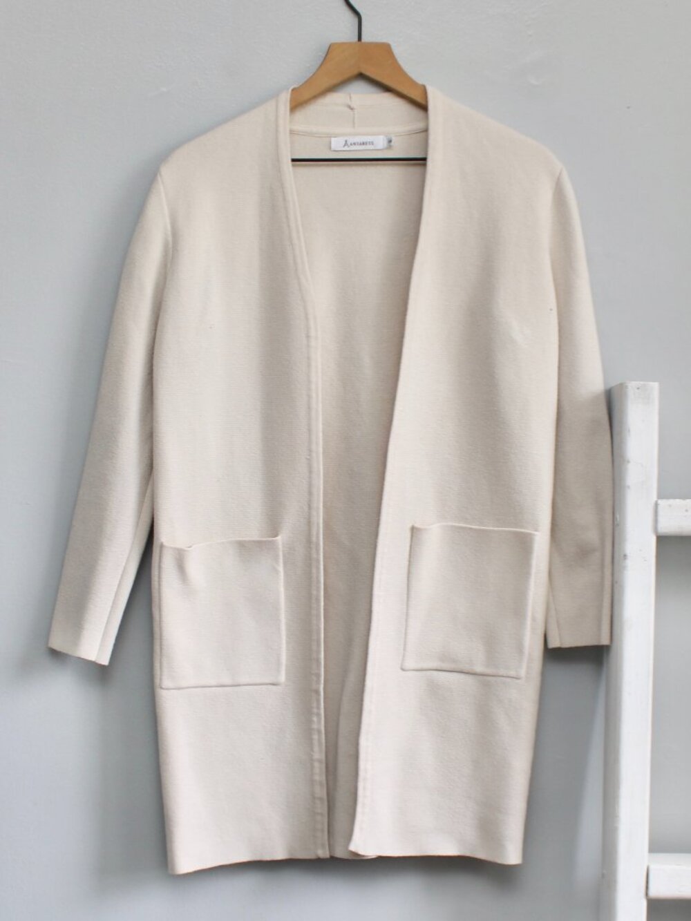 ANRABESS Women's Long Sleeve Open Front Cardigan Coat Cream Beige Size Small - Picture 2 of 7